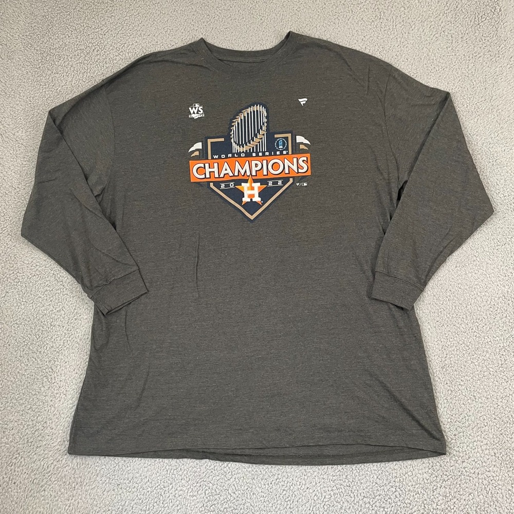 Houston Astros 2022 World Series Champions T Shirt 4XLT Gray MLB Long Sleeve
